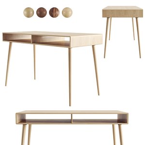 Modern Oak Desk with Open Cubbies