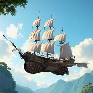 Fantasy Flying Sailing Ship