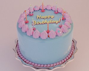 3D Happy Birthday Cake model