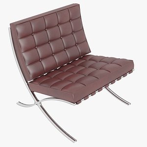 Knoll Red Leather Barcelona Chair 3D model
