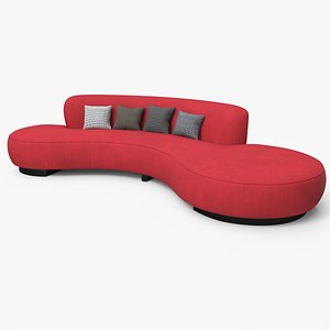 3D Serpentine Sofa Red model