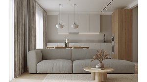 Modern Minimalist Living Room Interior 3D Scene 3D Model Model ...