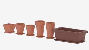 3D Cartoon Flower Pot Collection model