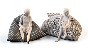 floor cushions chairs 3d model