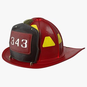 3D model Firefighter Helmet with Number 343