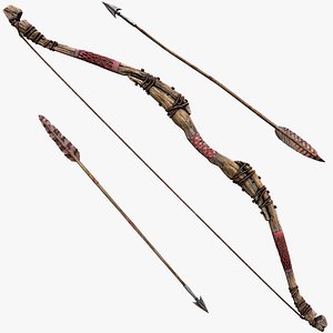 3D model Medieval Wooden War Bow Archer Weapon Armory