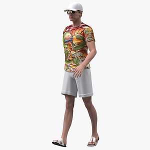 3D model Asian Man Summer Outfits Rigged for Maya