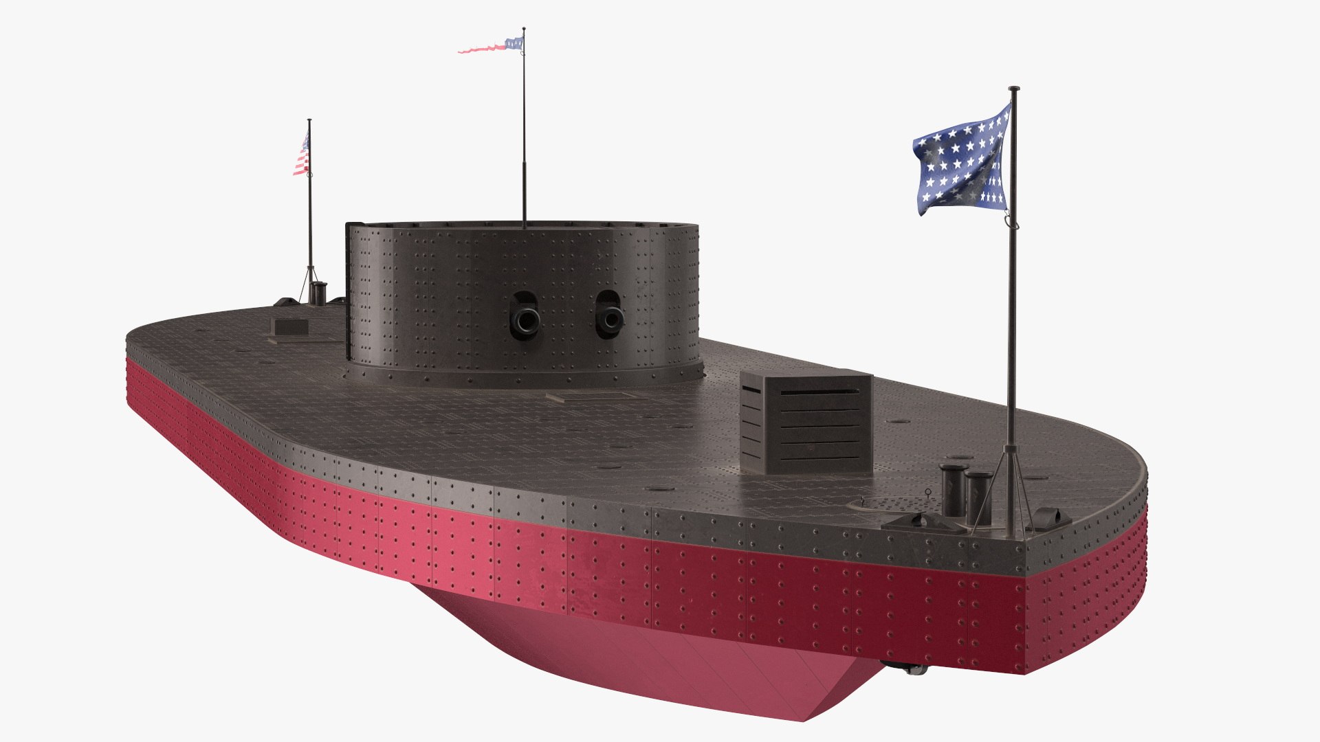 US Civil War Warship New Rigged 3D model preview