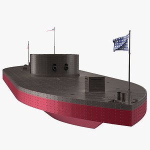 US Civil War Warship New Rigged 3D model