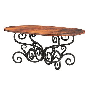 Alexander Dining Table with Soft Oval Copper Top
