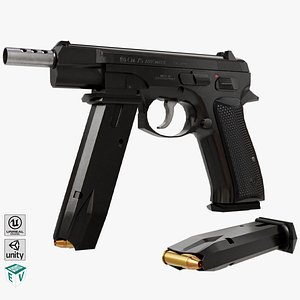 3D Pistol 09 Black Generic All PBR UE Textures