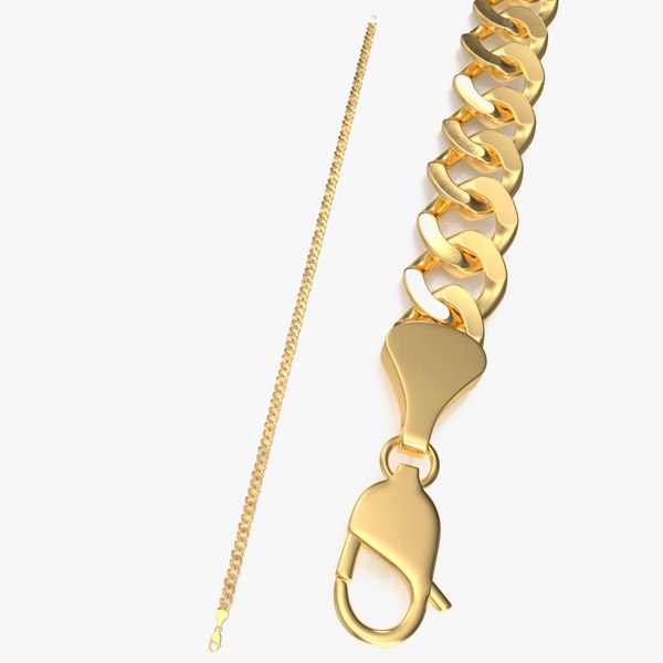 3D Golden Curb Chain