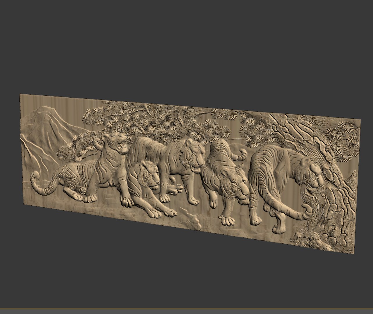 relief sculpture engraving 3D model https://p.turbosquid.com/ts-thumb/9l/M4Fkfo/Ry6fQlWQ/five_tigers3/png/1525927424/1920x1080/fit_q87/437cd9aa8a86d2af7291c6a03f7c81573cd4111c/five_tigers3.jpg
