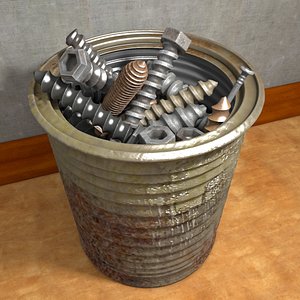 rusty screws nails 3d c4d