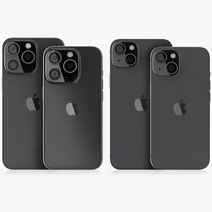3D Apple iPhone 15 Pro and iPhone 15 Set model