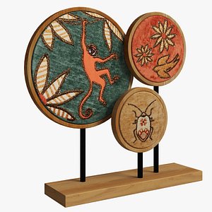 Discs ornament with multicoloured print 3D model