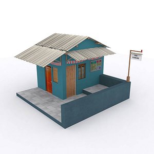 3D Indonesian village security post AKA Pos Kamling model