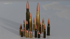 Cartridge Ammo Pack 18 Calibers Game Ready 3D model