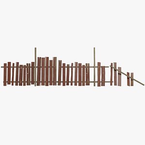3D old wooden fence