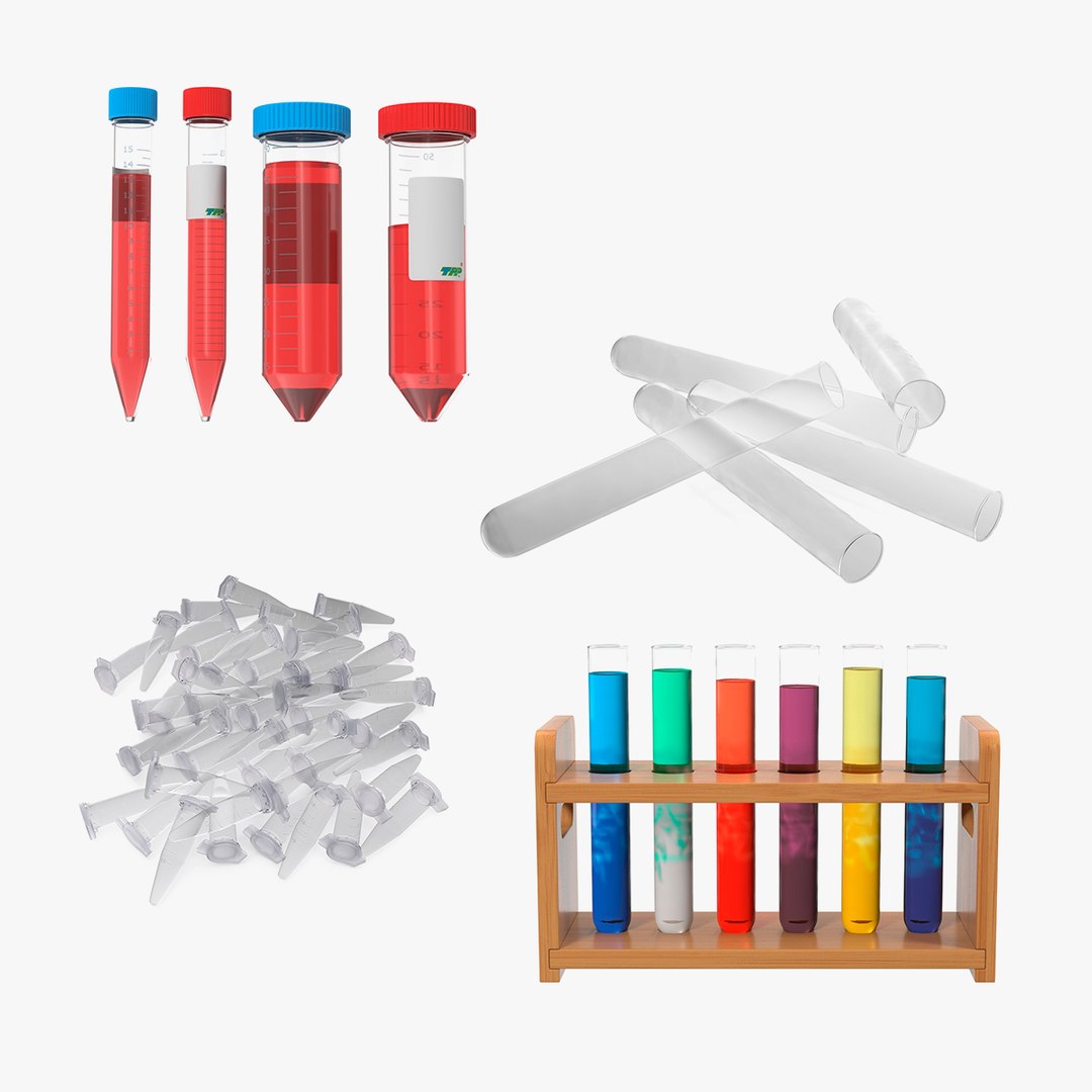 Laboratory Test Tubes Collection 3D model preview