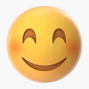 3D blushed smiling emoji model