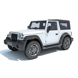 3D Mahindra Thar Compact SUV 4x4 Detailed Off-Road Vehicle
