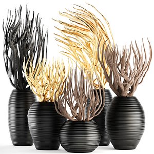 3D decorative vase branches model