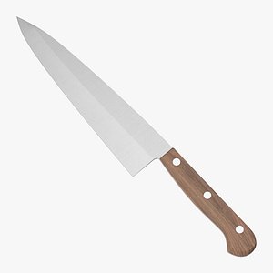 wooden handled kitchen knife 3d max