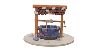 low poly water well 3D model