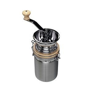 3d model of stainless steel hand coffee grinder