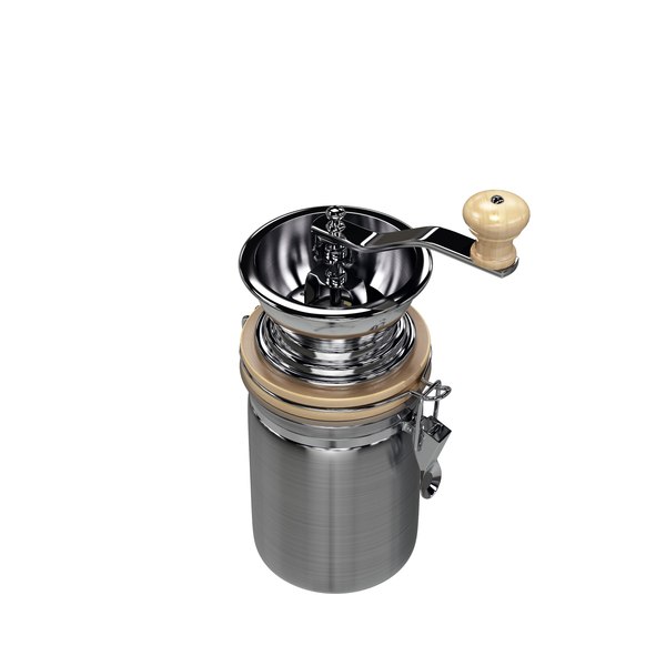 3d model of stainless steel hand coffee grinder