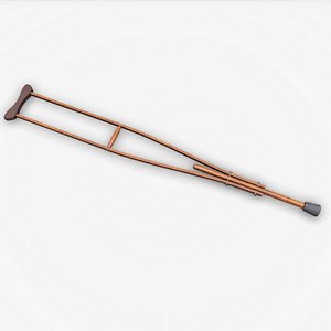 Old Wooden Crutch Low-poly PBR 3D model
