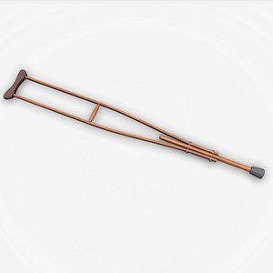 Old Wooden Crutch Low-poly PBR