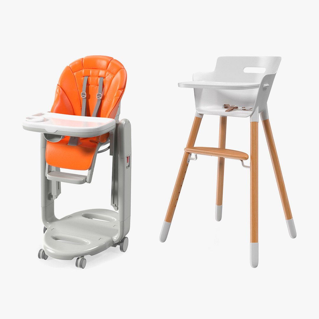 Baby High Chairs Collection 3D model preview