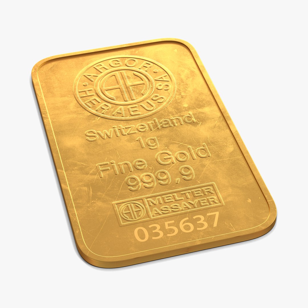 Gold Bar 1g 3D Model 3D model preview