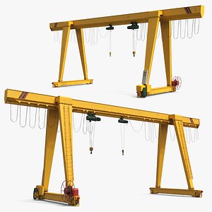 3D Single Girder Gantry Crane Yellow