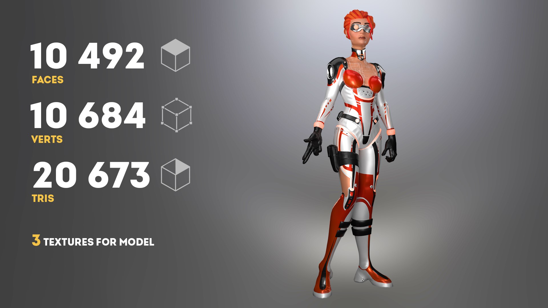 3D PBR Low Poly Game Ready SCI Fi GIRL model - TurboSquid 2143660