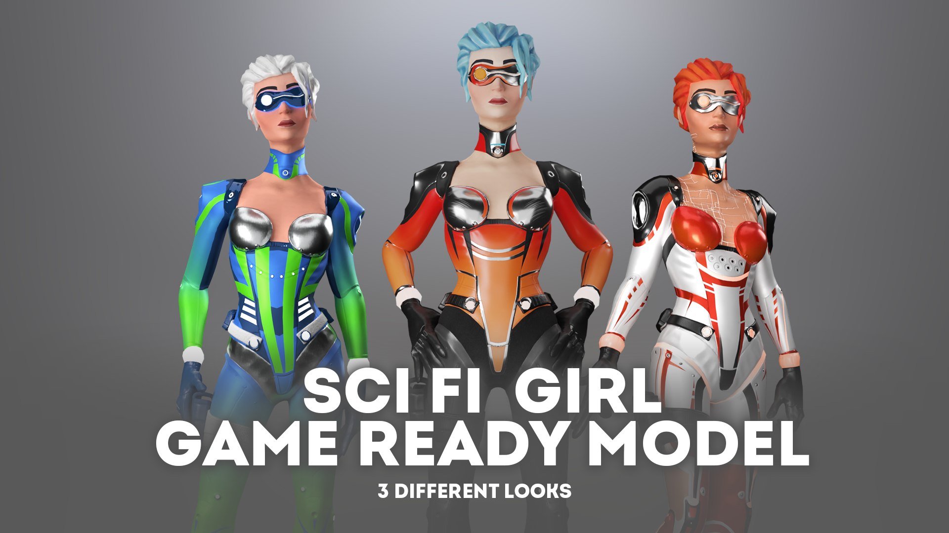 3D PBR Low Poly Game Ready SCI Fi GIRL model - TurboSquid 2143660