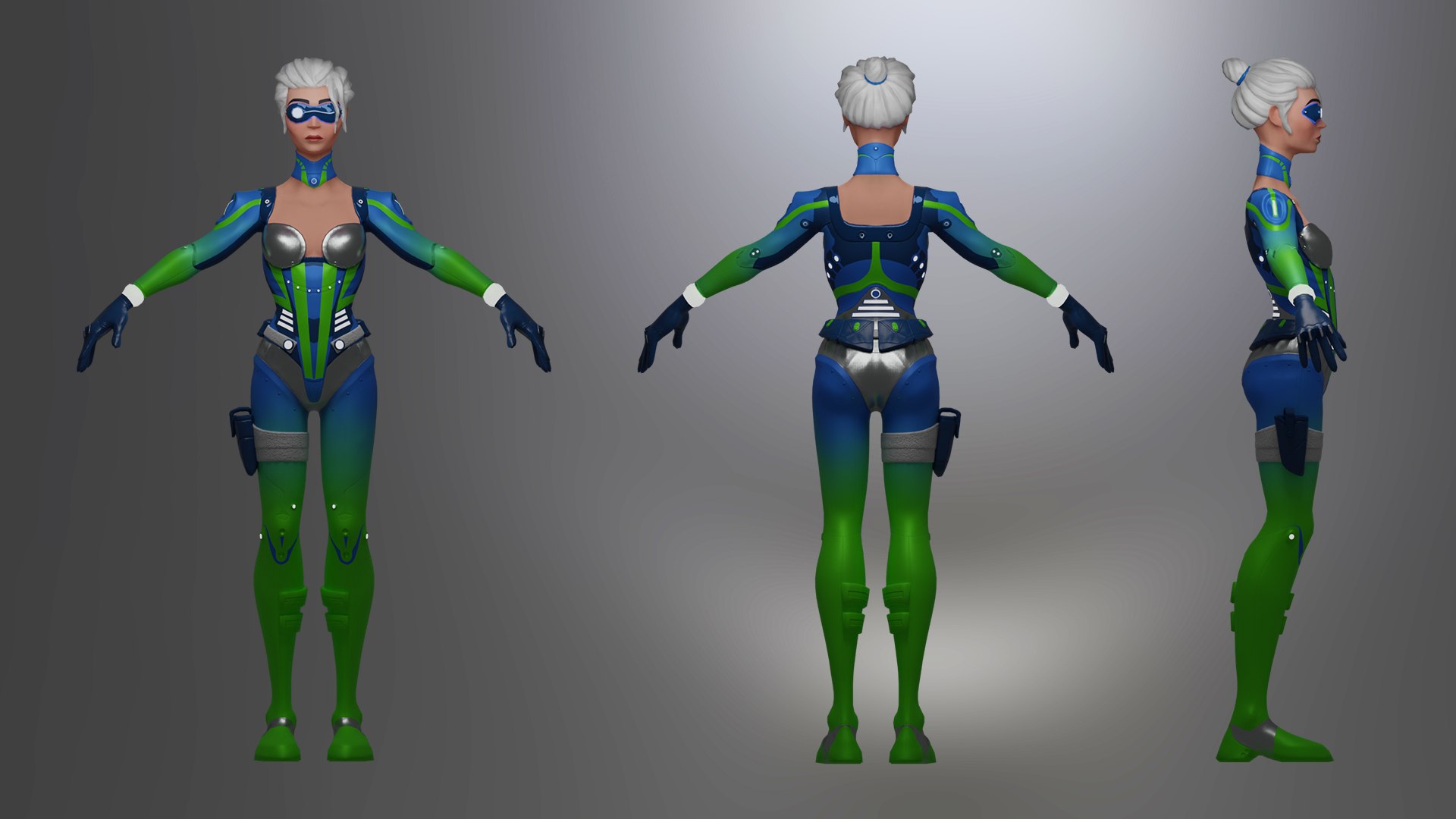 3D PBR Low Poly Game Ready SCI Fi GIRL model - TurboSquid 2143660