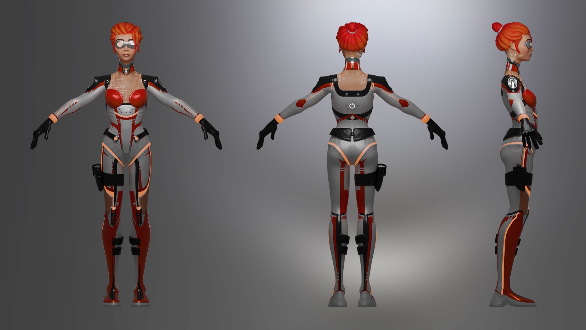 3D PBR Low Poly Game Ready SCI Fi GIRL model - TurboSquid 2143660