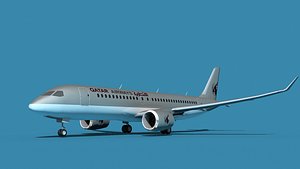 3D Bombardier CS100 Qatar model