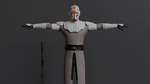 3D Jedi Temple Guard Rigged 3D Asset And High Quality Lightsaber