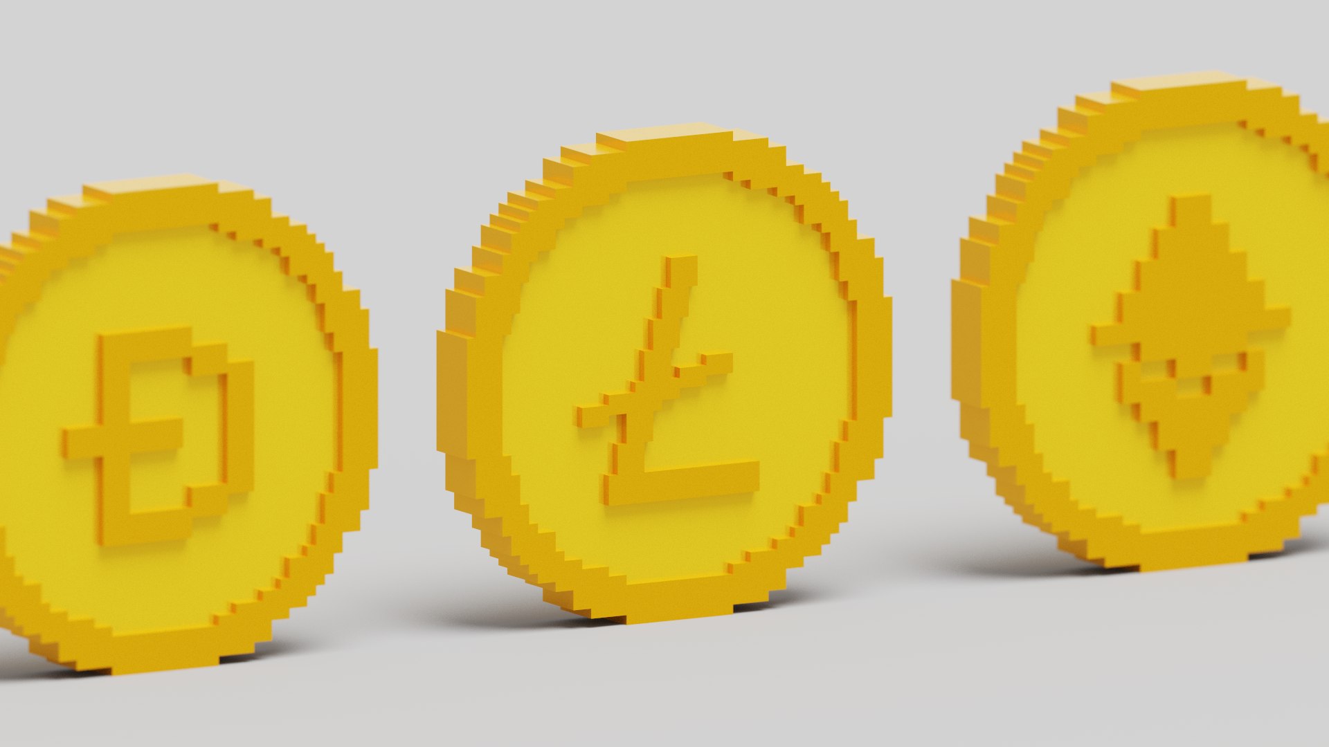 Cryptocurrency Coin Pack Low-poly 3D Model - TurboSquid 1893271