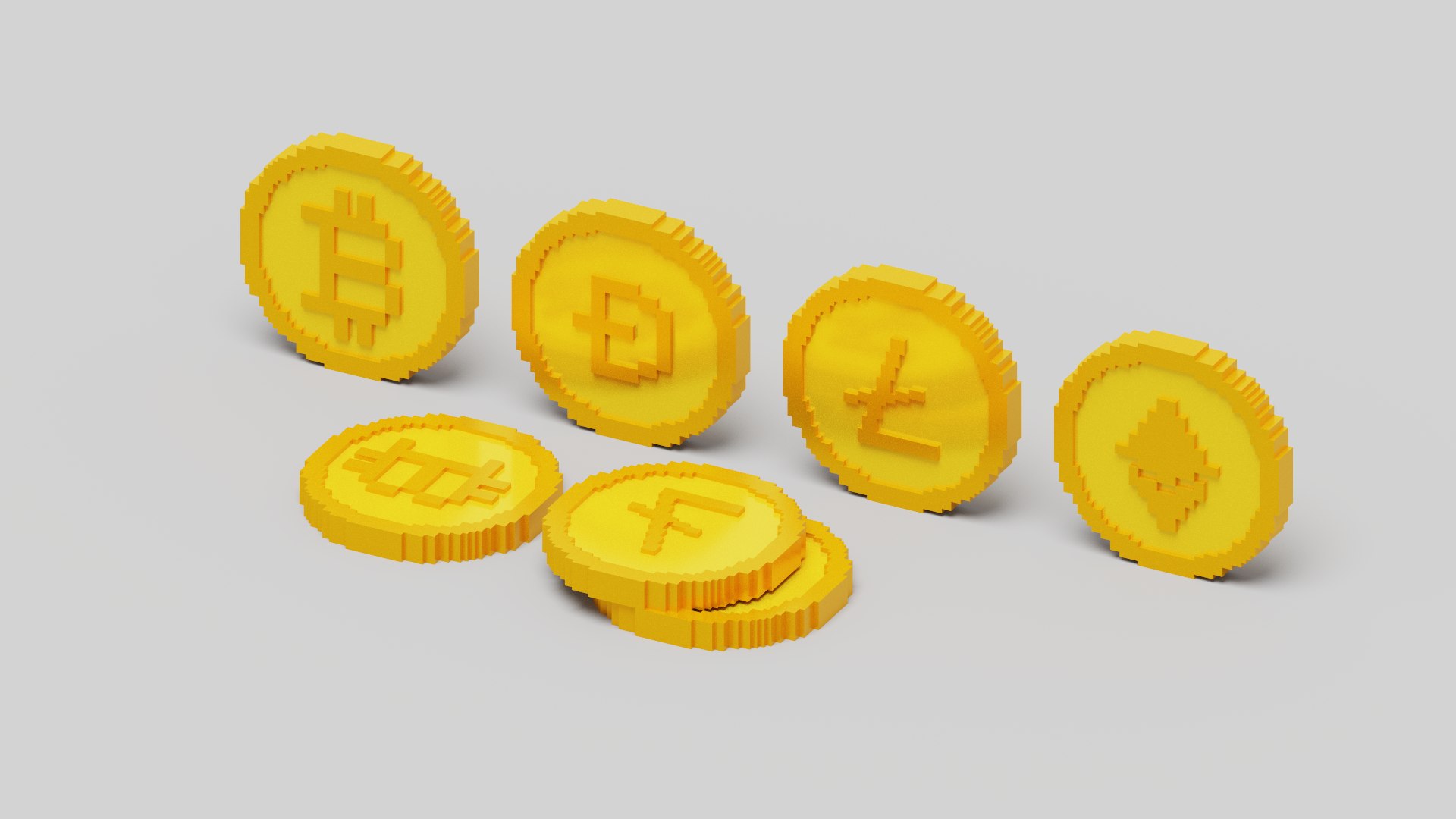 Cryptocurrency Coin Pack Low-poly 3D Model - TurboSquid 1893271