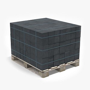 Wooden Pallet with Bricks Stack PBR 03