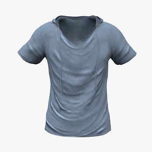 Male Hooded Loose T-shirt 3D model