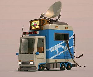 tv news car cartoon 3D model