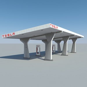 3d tesla supercharging station model