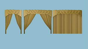 3D model curtains ballroom elegant