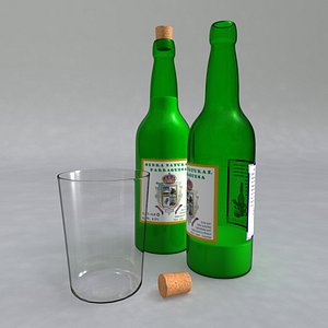 set cider bottles 3d fbx